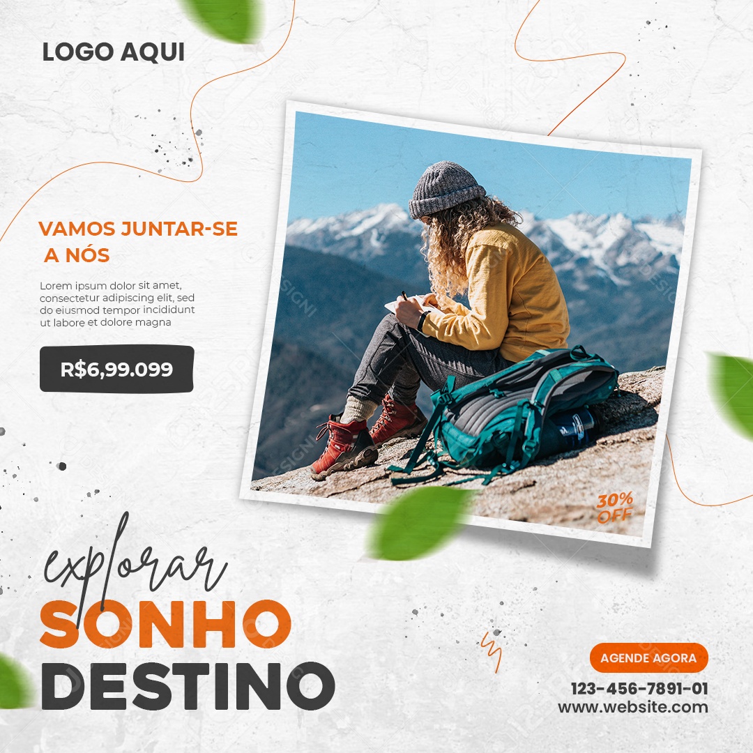 Vamos Juntar-se a Nós Explorar Sonho Viagem Social Media PSD Editável