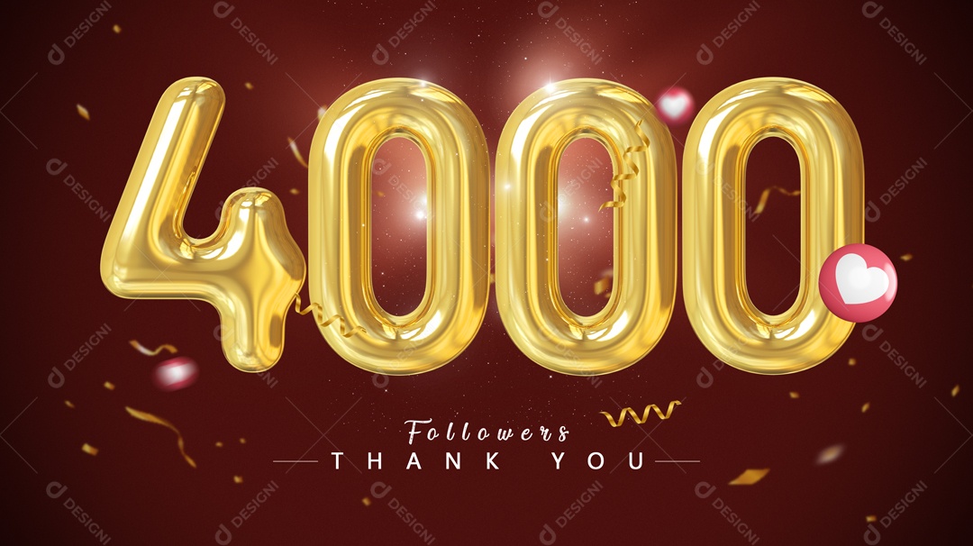 Elemento 3D Para Composição Número 4000 Seguidores PSD