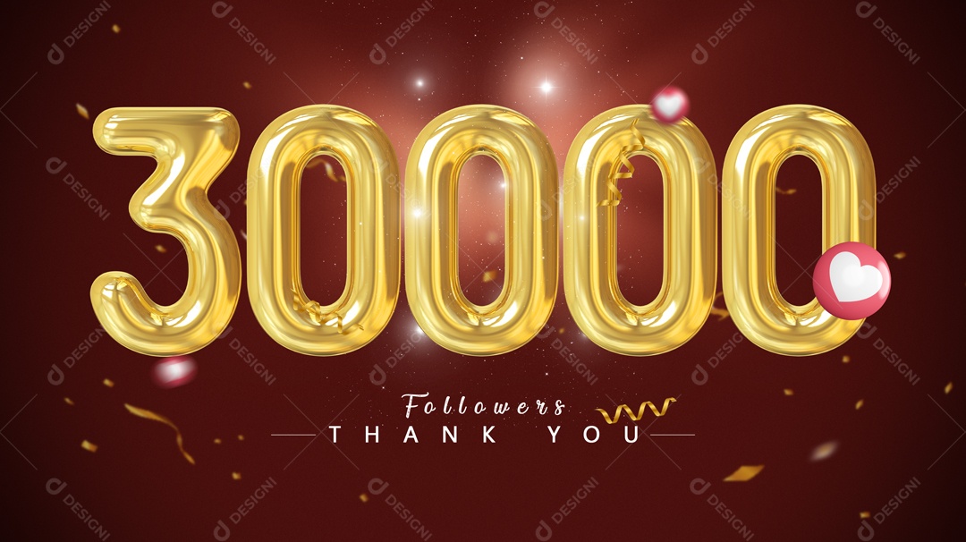 Elemento 3D Para Composição Número 30000 Seguidores PSD