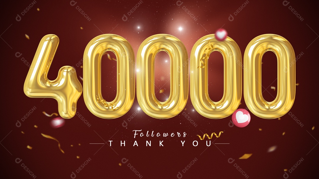 Elemento 3D Para Composição Número 40000 Seguidores PSD