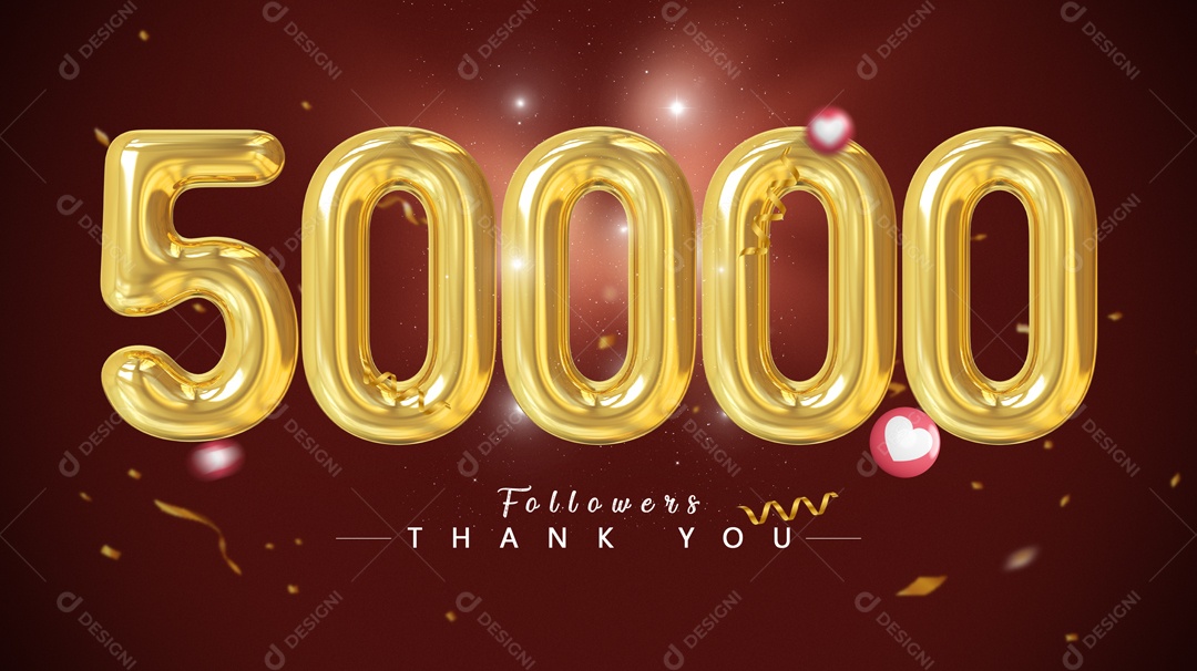 Elemento 3D Para Composição Número 50000 Seguidores PSD
