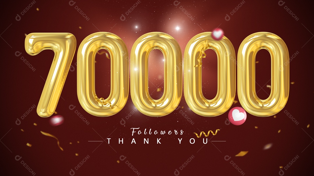 3D Element For Composition Number 70000 Followers PSD