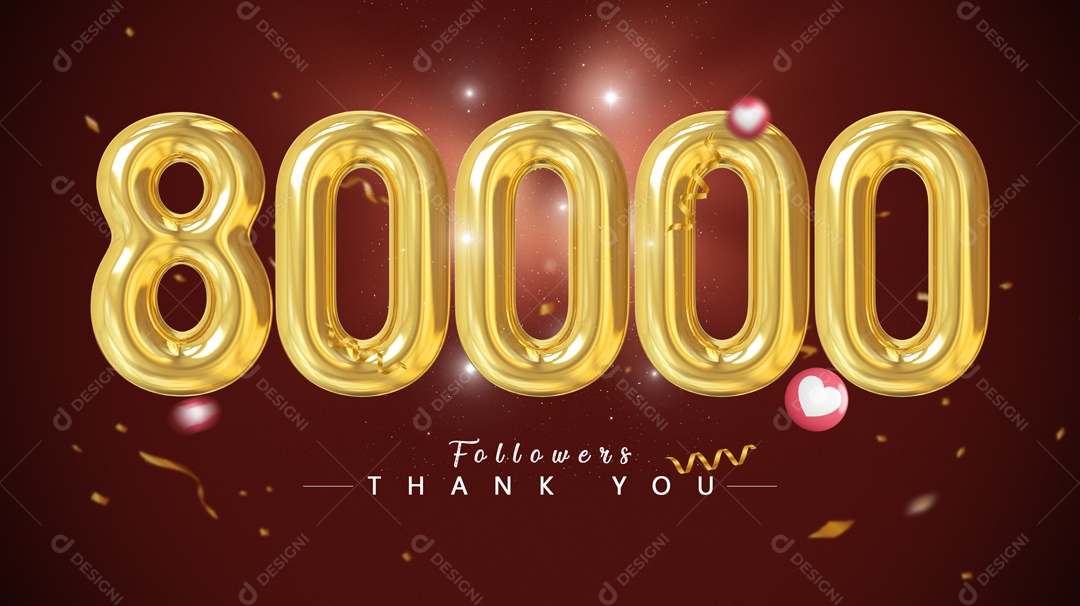 Elemento 3D Para Composição Número 80000 Seguidores PSD