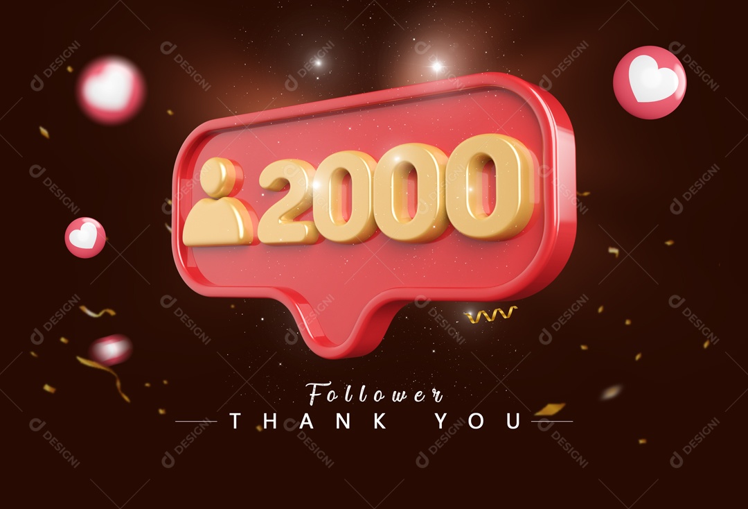 Elemento 3D Para Composição Número 2000 Seguidores PSD