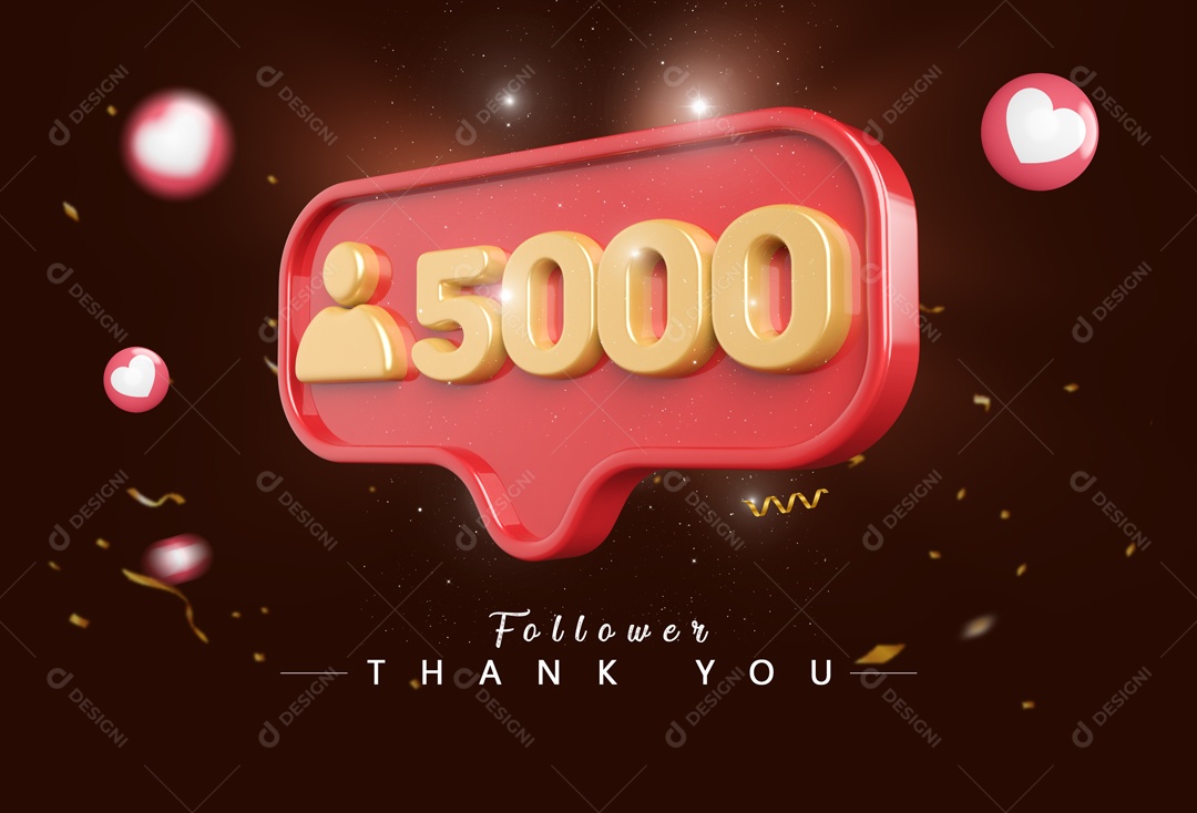 Elemento 3D Para Composição Número 5000 Seguidores PSD