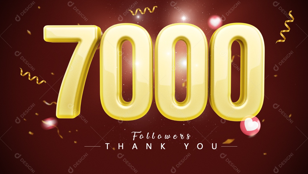 Elemento 3D Para Composição Número 7000 Seguidores PSD