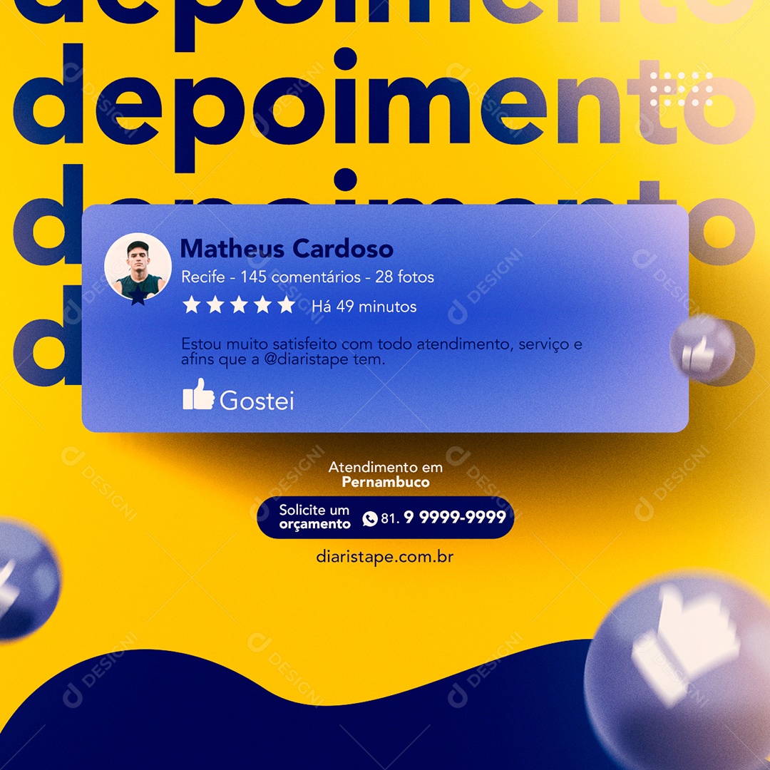 Estou Muito Satisfeito com todos Atendimento Faxina Social Media PSD Editável