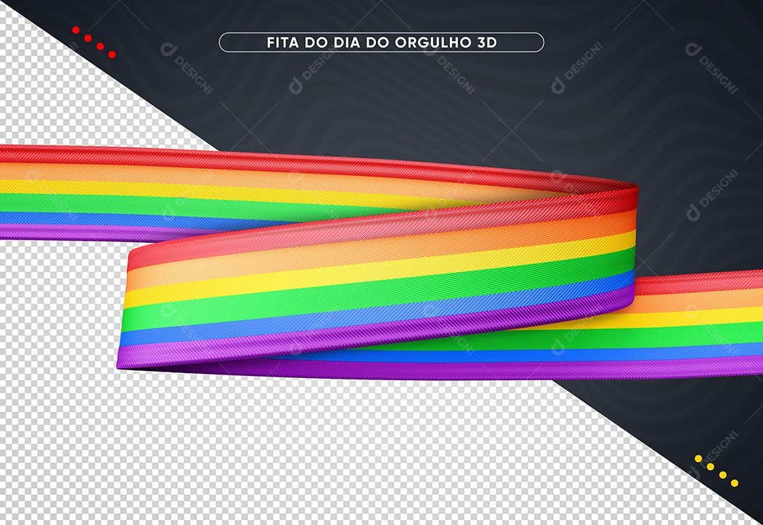 Faixa Colororida do Arco Íris do Dia do  Orgulho LGBT Elemento 3D para Composilção