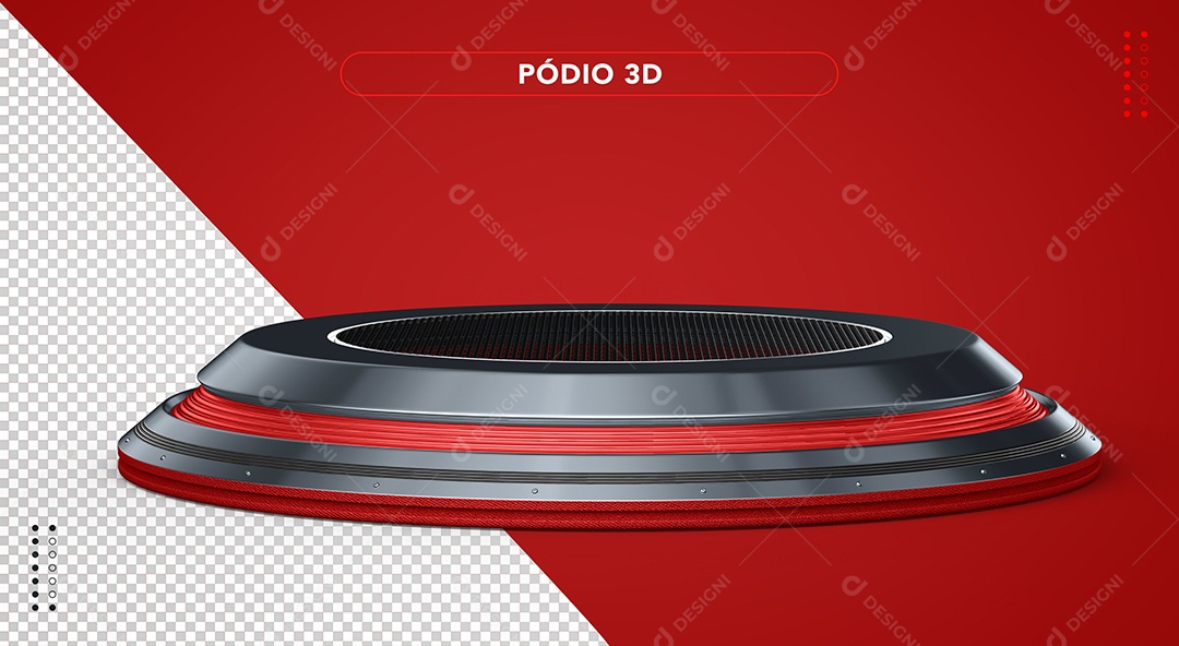 Pódio Vermelho Elemento 3D para Composição PSD