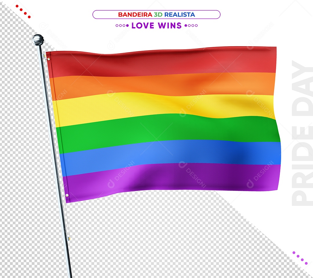 Bandeira do Orgulho LGBT Elemento 3D para Composição PSD
