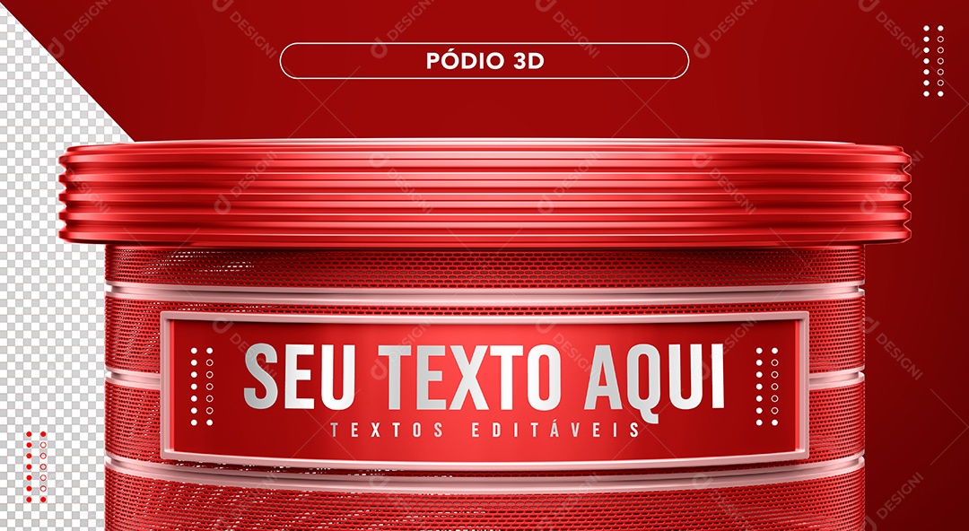 Pódio Vermelho Elemento 3D para Composição PSD