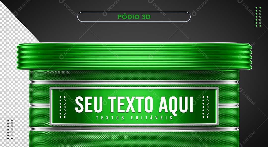 Pódio Verde Elemento 3D para Composição PSD