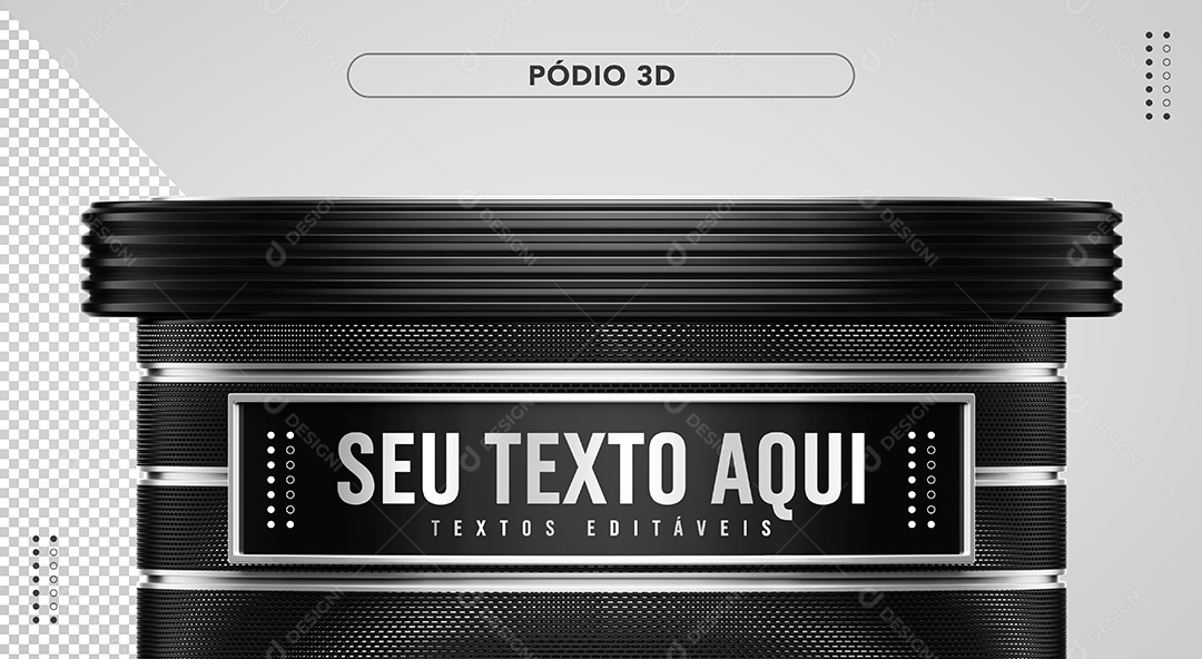 Pódio Preto Elemento 3D para Composição PSD