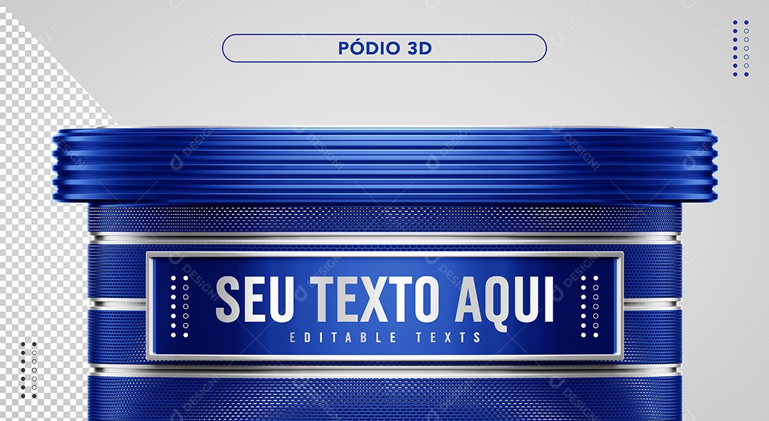 Pódio Azul Elemento 3D para Composição PSD