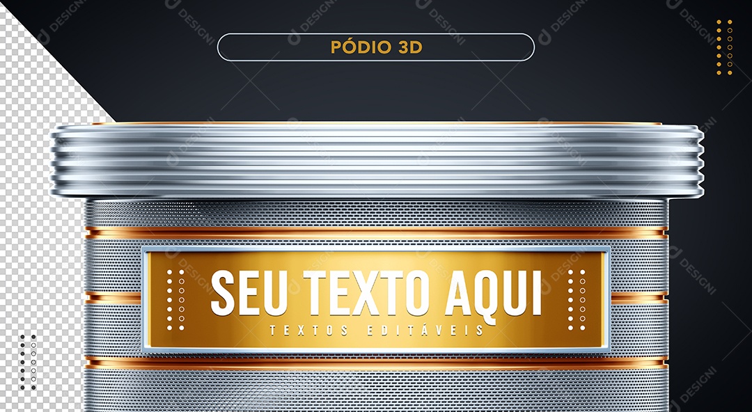 Pódio Prata Elemento 3D para Composição PSD