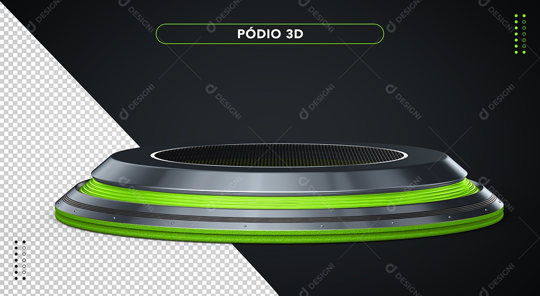 Pódio Verde Elemento 3D para Composição PSD