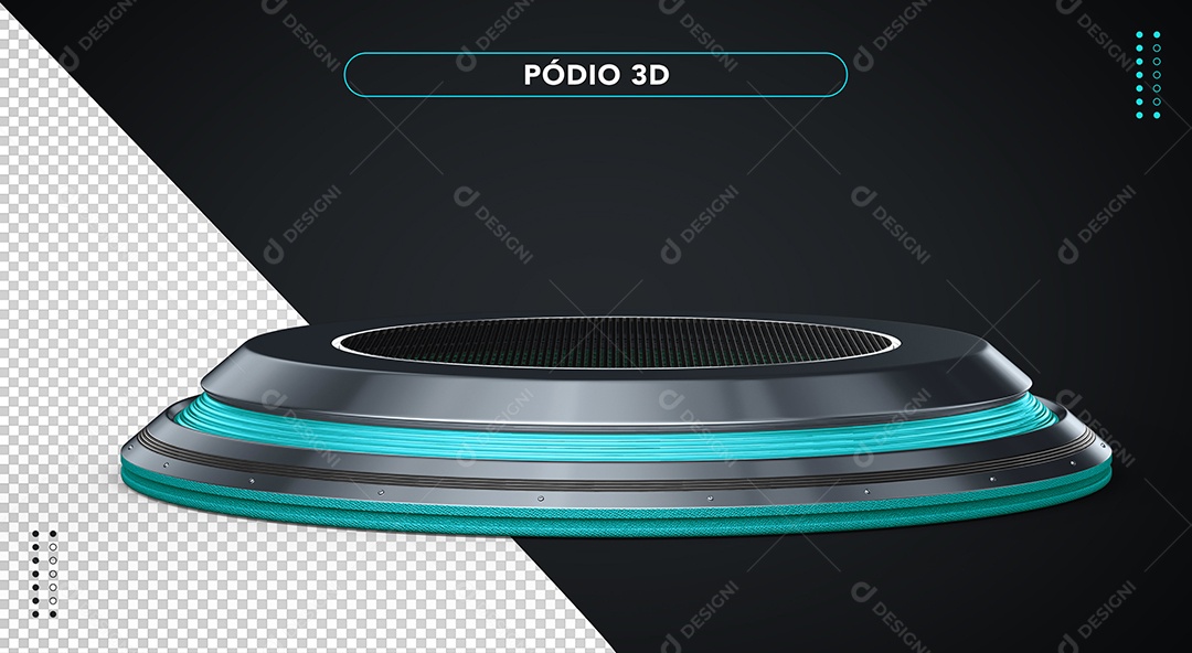 Pódio Azul Elemento 3D para Composição PSD