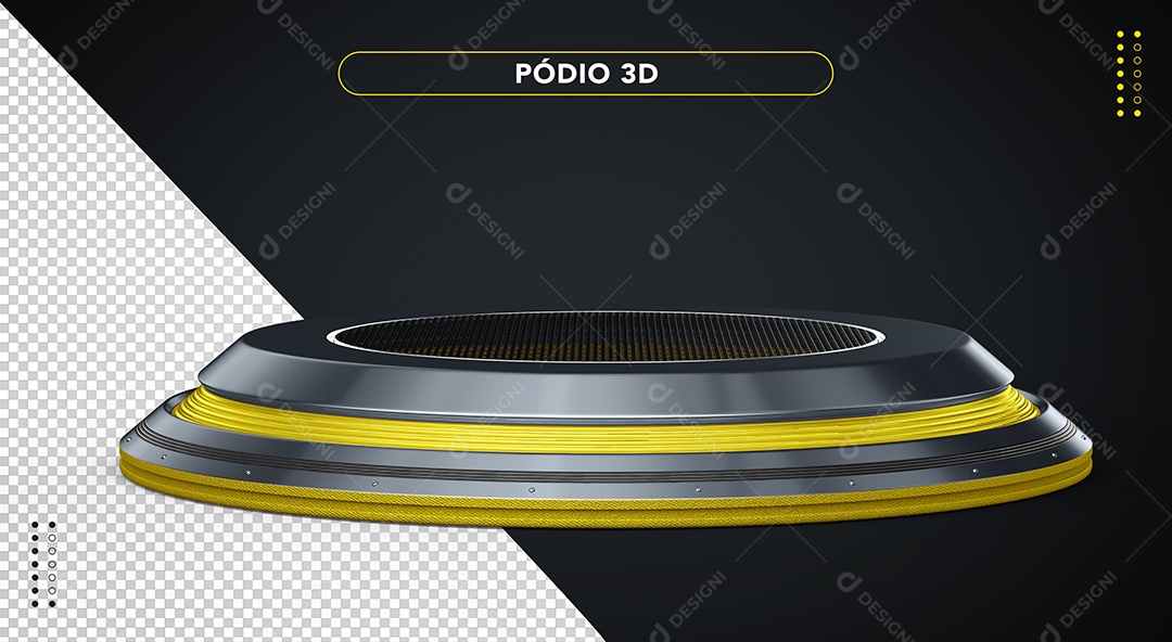 Pódio Amarelo Elemento 3D para Composição PSD