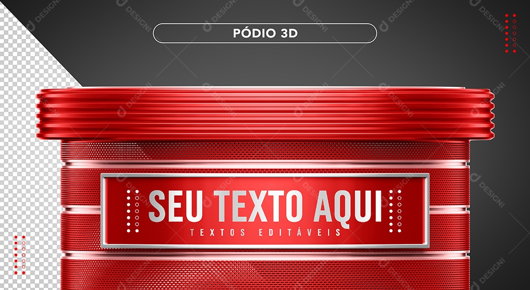 Pódio Vermelho Elemento 3D para Composição PSD