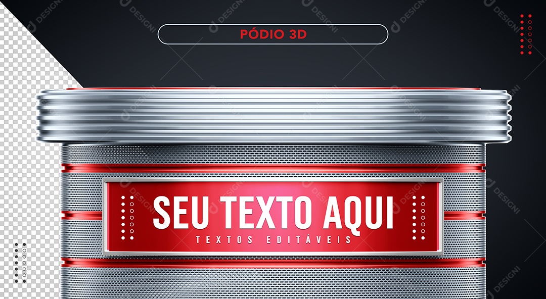 Pódio Vermelho Com Prata Elemento 3D para Composição PSD