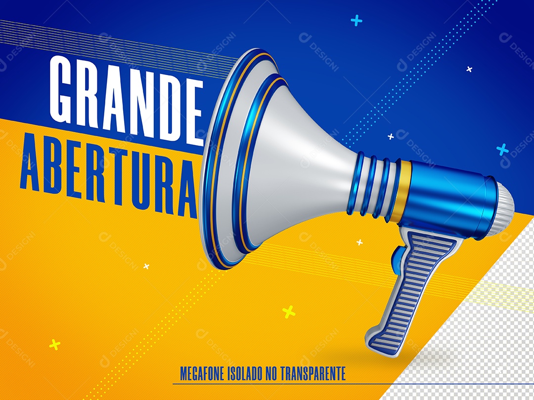 Blue and White Megaphone 3D Element for Compositing PSD