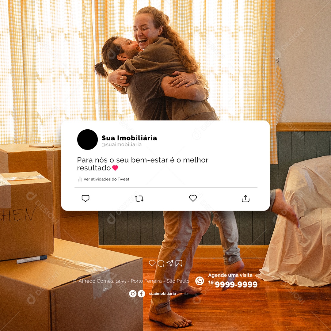 Para Nós o seu Bem-Estar é o Melhor Resultado Imobiliária Social Media PSD Editável