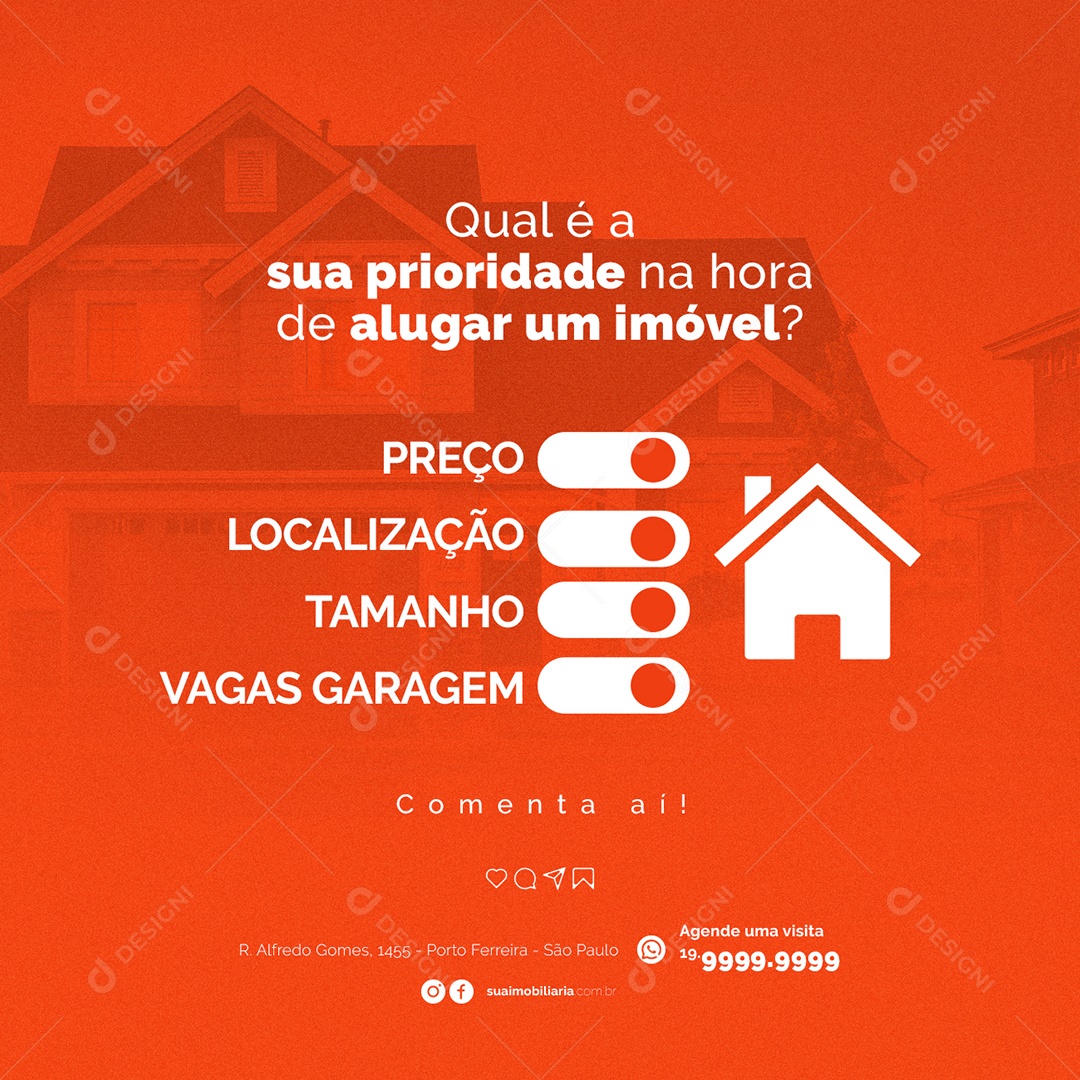 Qual é a sua Prioridade na hora de Alugar um Imóvel Imobiliária Social Media PSD Editável