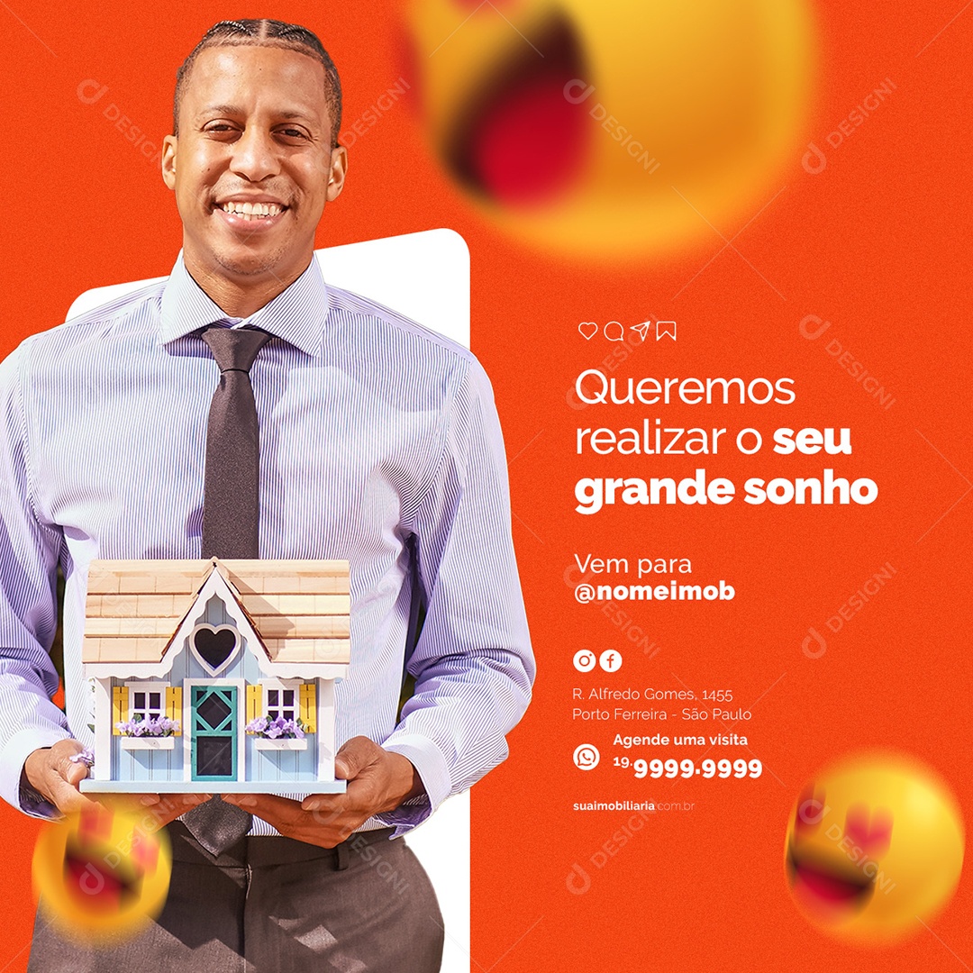 Queremos realizar o seu Grande Sonho Imobiliária Social Media PSD Editável