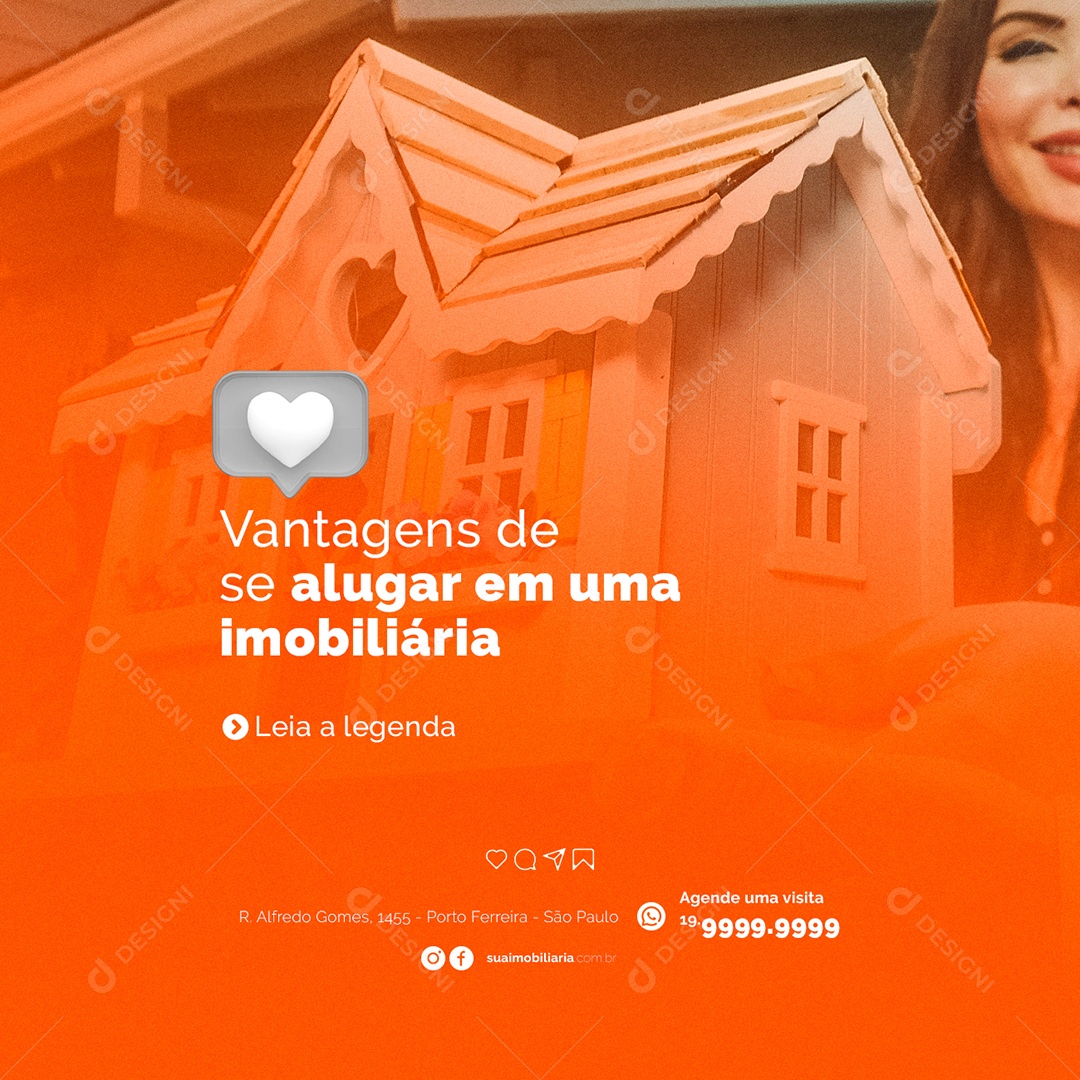 Vantagens de se Alugar em um Imobiliária Social Media PSD Editável