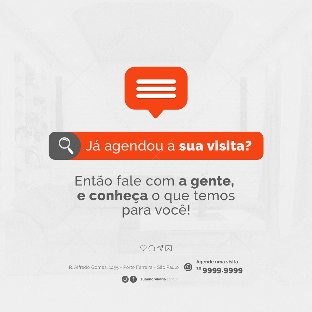 Já Agendou a sua Visita Então fale com a Gente Imobiliária Social Media PSD Editável