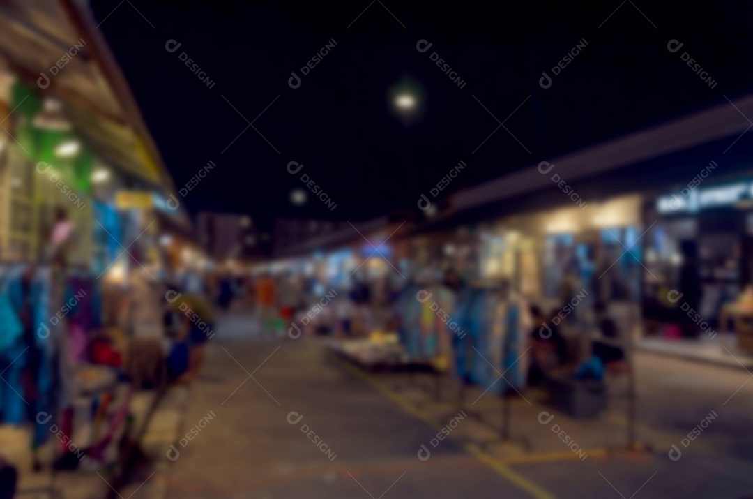 Desfocar o fundo do mercado noturno.