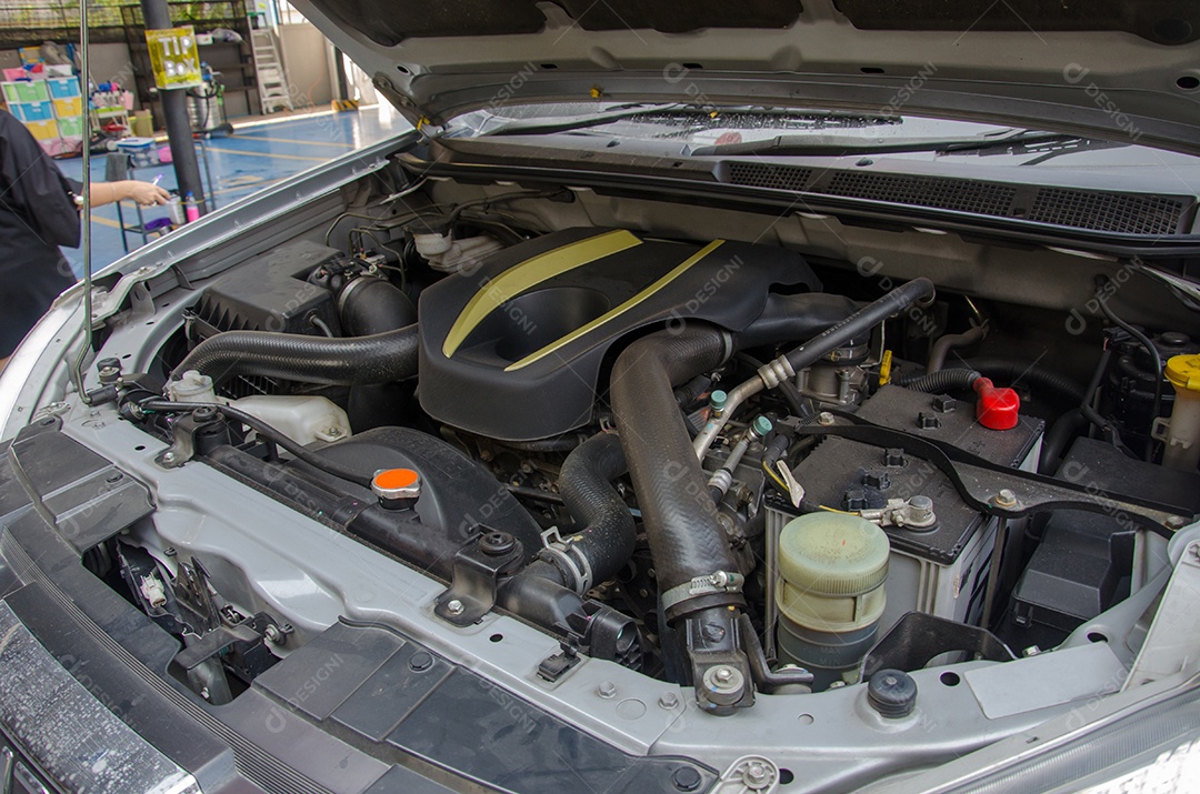 Detalhe de um motor de carro.