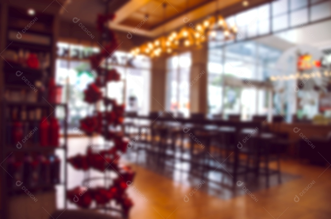 Desfocar o fundo do café ou restaurante de café. Para exibição do produto.
