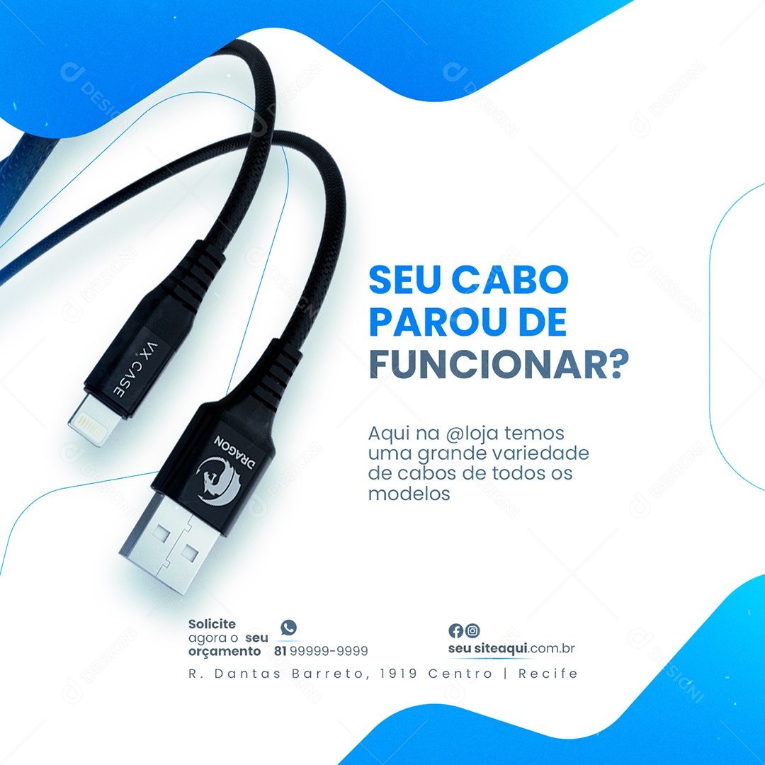 Seu Cabo Parou de Funcionar Assistência Técnica Social Media PSD Editável