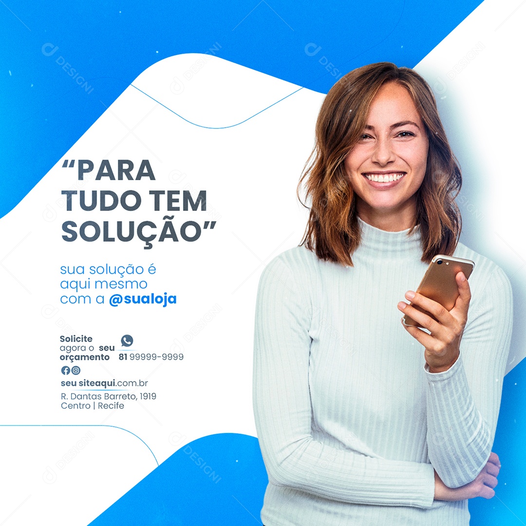 Para tudo tem Solução aqui mesmo Assistência Técnica Social Media PSD Editável