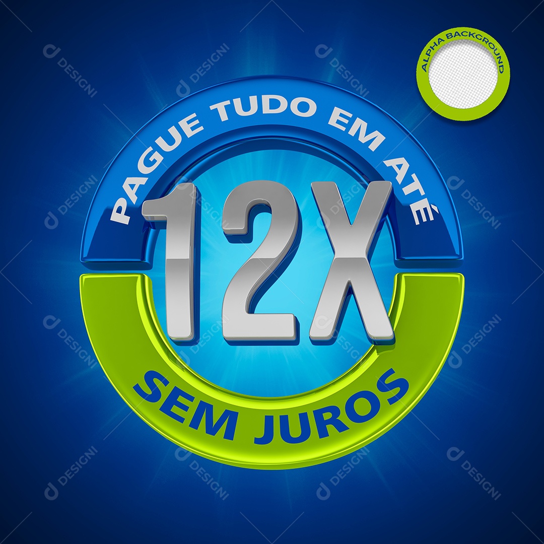 12X Sem Juros Selo 3D Para Composição PSD