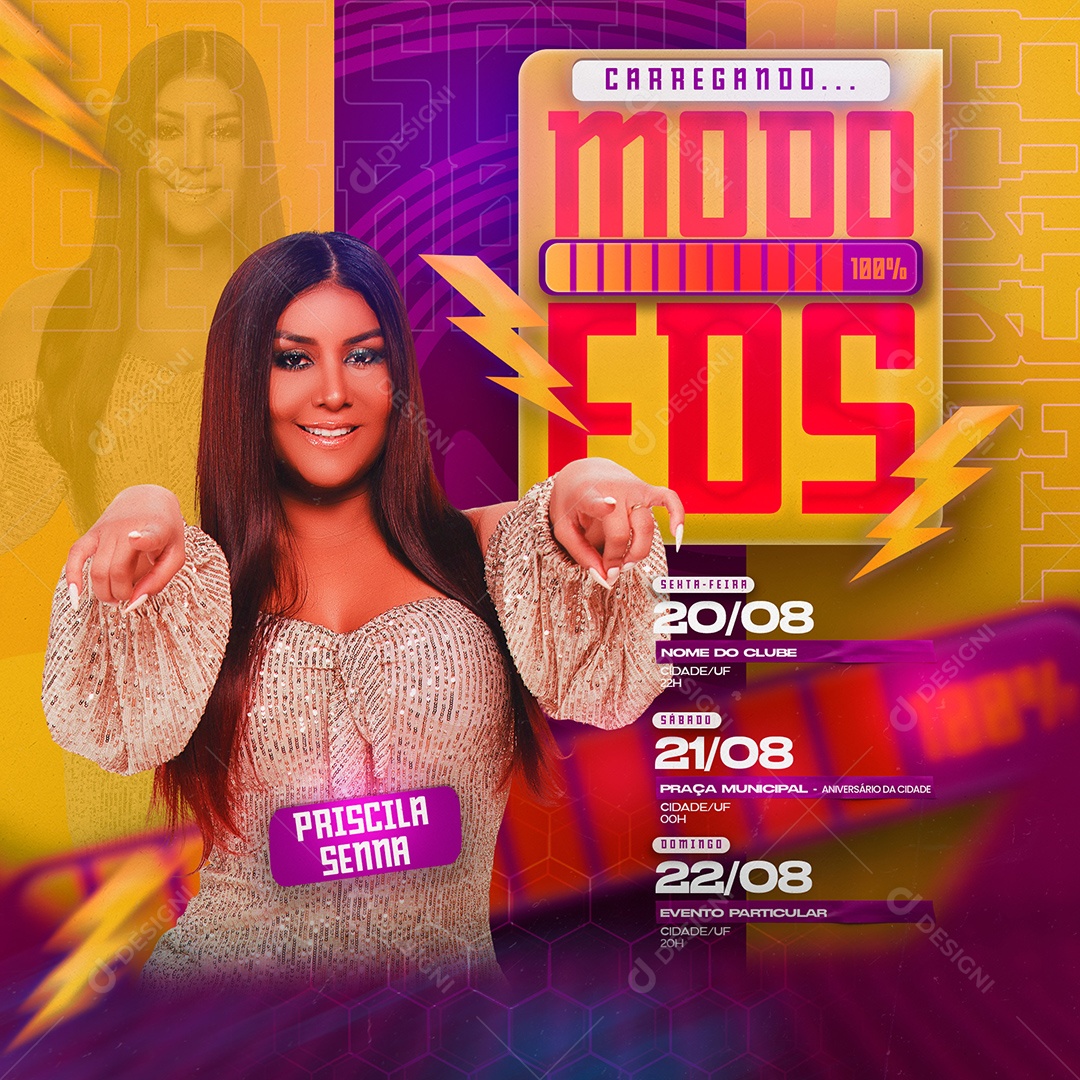 Social Media Flyer Modo FDS Cantora Priscila Senna PSD Editável