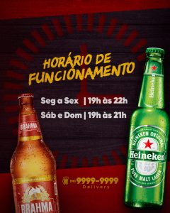 Horário De Funcionamento Bar Social Media PSD Editável