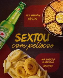 Sextou Com Petiscos E Cerveja Mix Batatas Social Media PSD Editável
