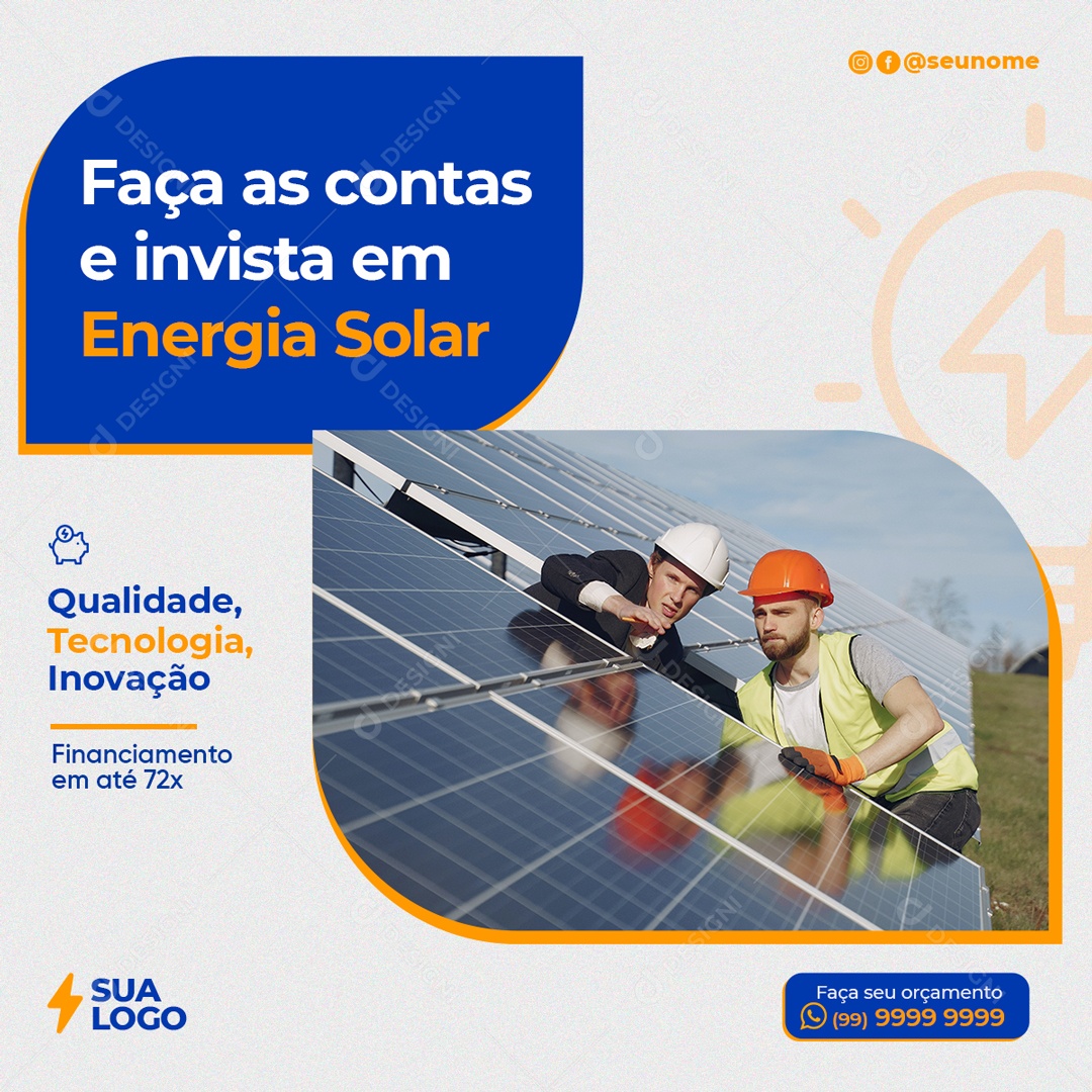 Social Media Faça As Contas E Invista Em Energia Solar PSD Editável