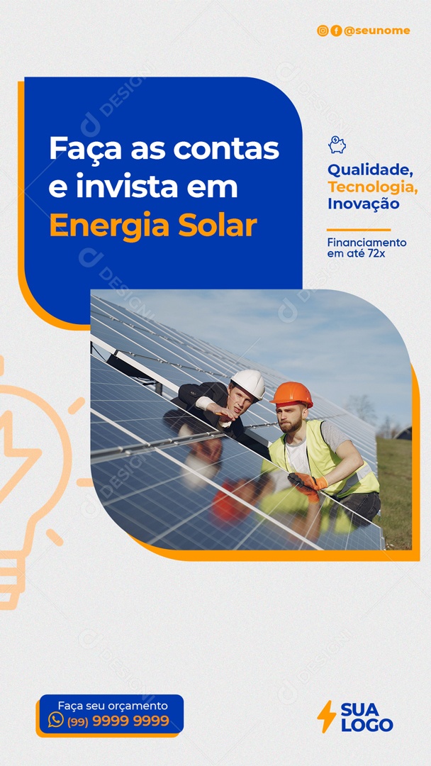 Social Media Faça As Contas E Invista Em Energia Solar PSD Editável