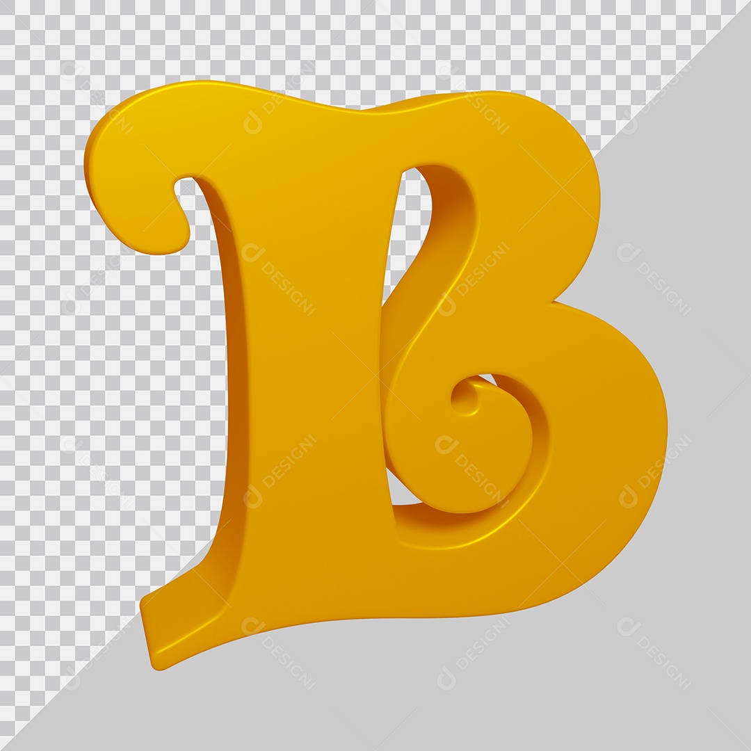 Letra B Maiúscula Dourado 3D Para composição PSD