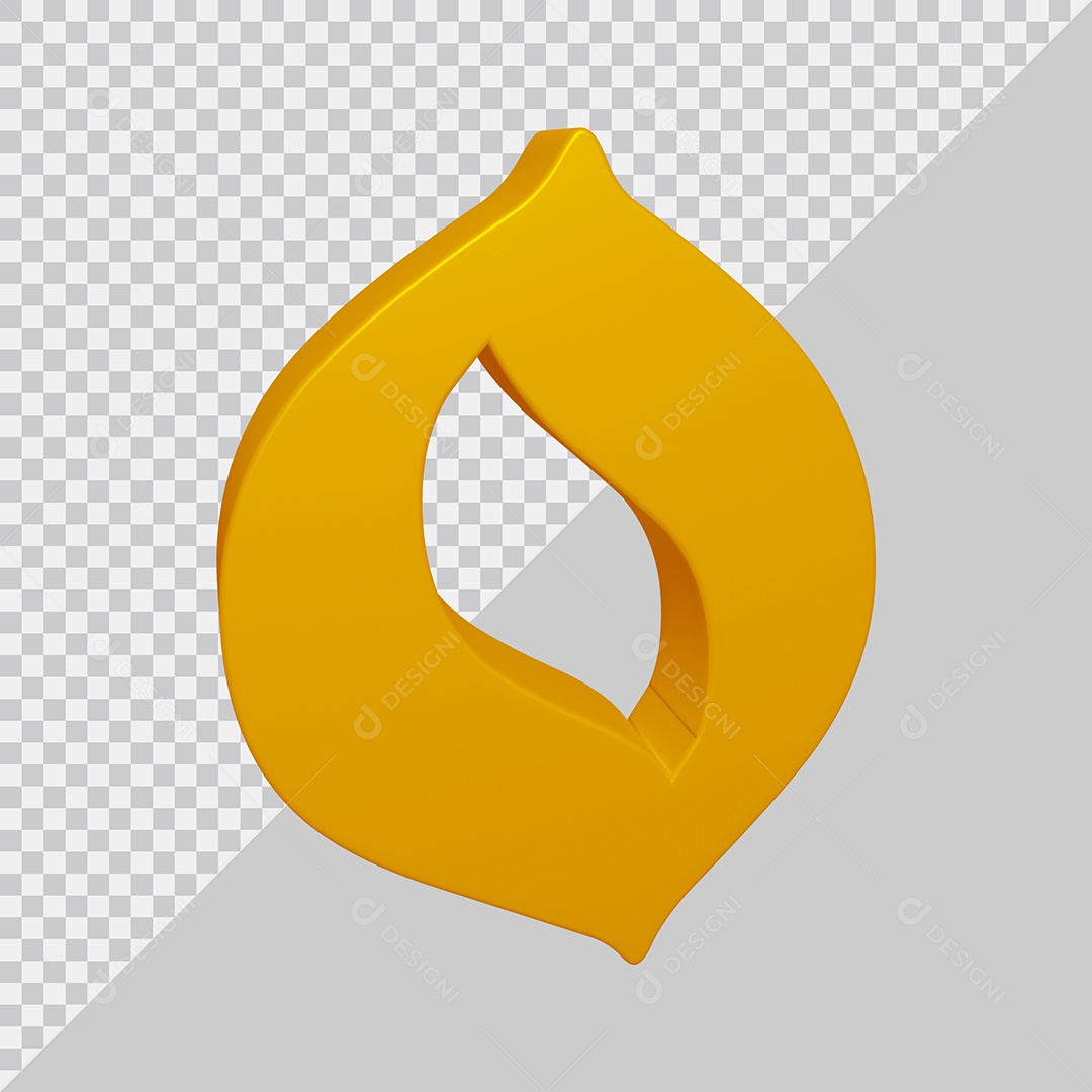 Letra O Maiúscula Dourado 3D Para composição PSD