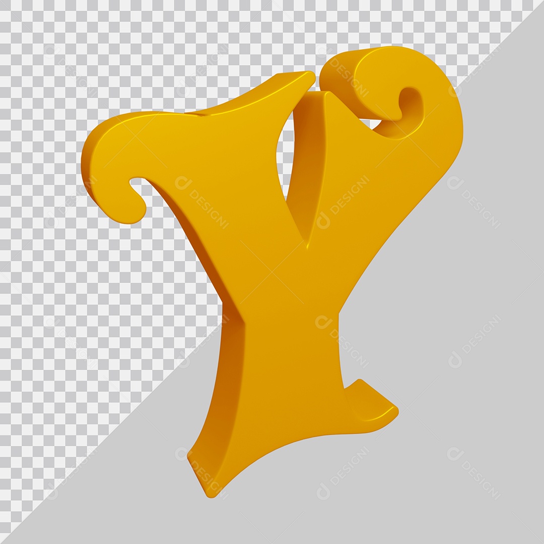 Letra Y Maiúscula Dourado 3D Para composição PSD