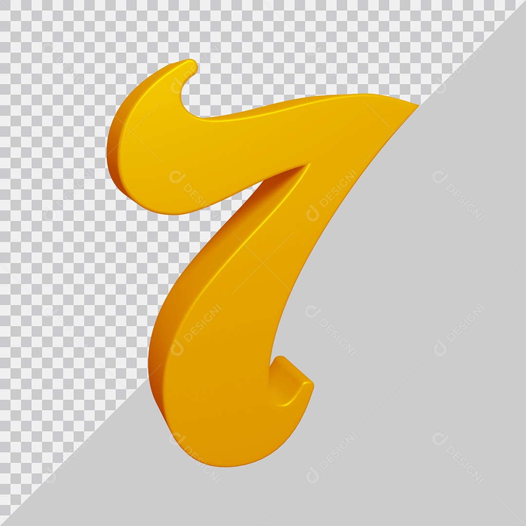 Número 3D 7 Dourado Para composição PSD