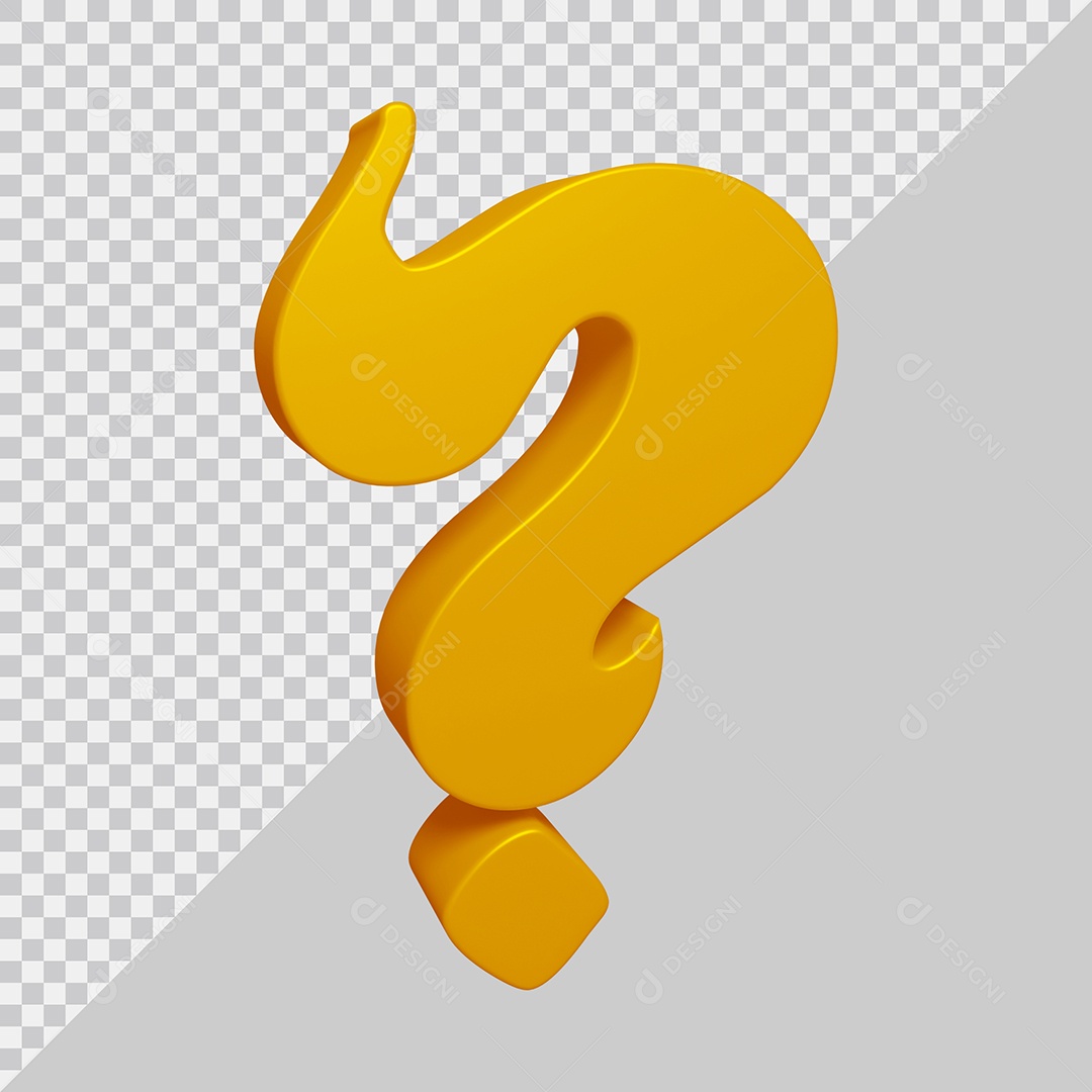 Símbolo de ponto de interrogação 3D Dourado Para Composição PSD