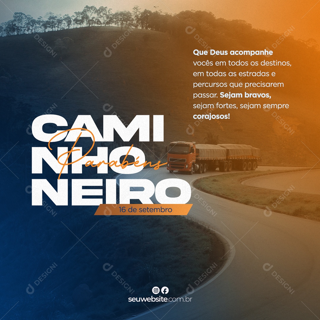 Dia Do Caminhoneiro Data Comemorativa 16 De Setembro Social Media PSD Editável