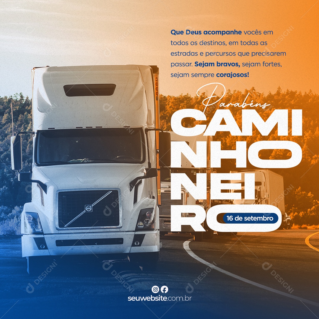 Dia Do Caminhoneiro Data Comemorativa 16 De Setembro Social Media PSD Editável