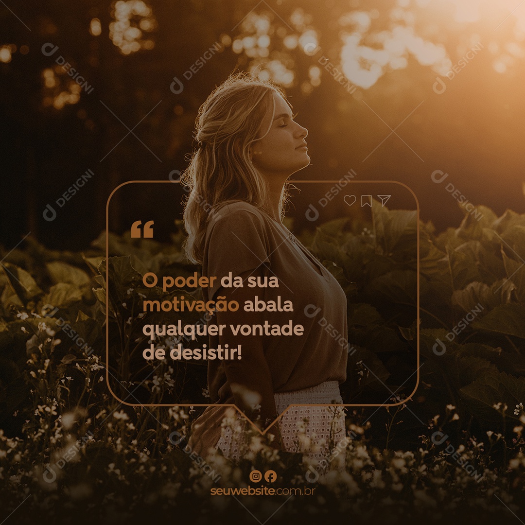 O Poder Da Sua Motivação Abala Qualquer Vontade De Desistir Social Media PSD Editável