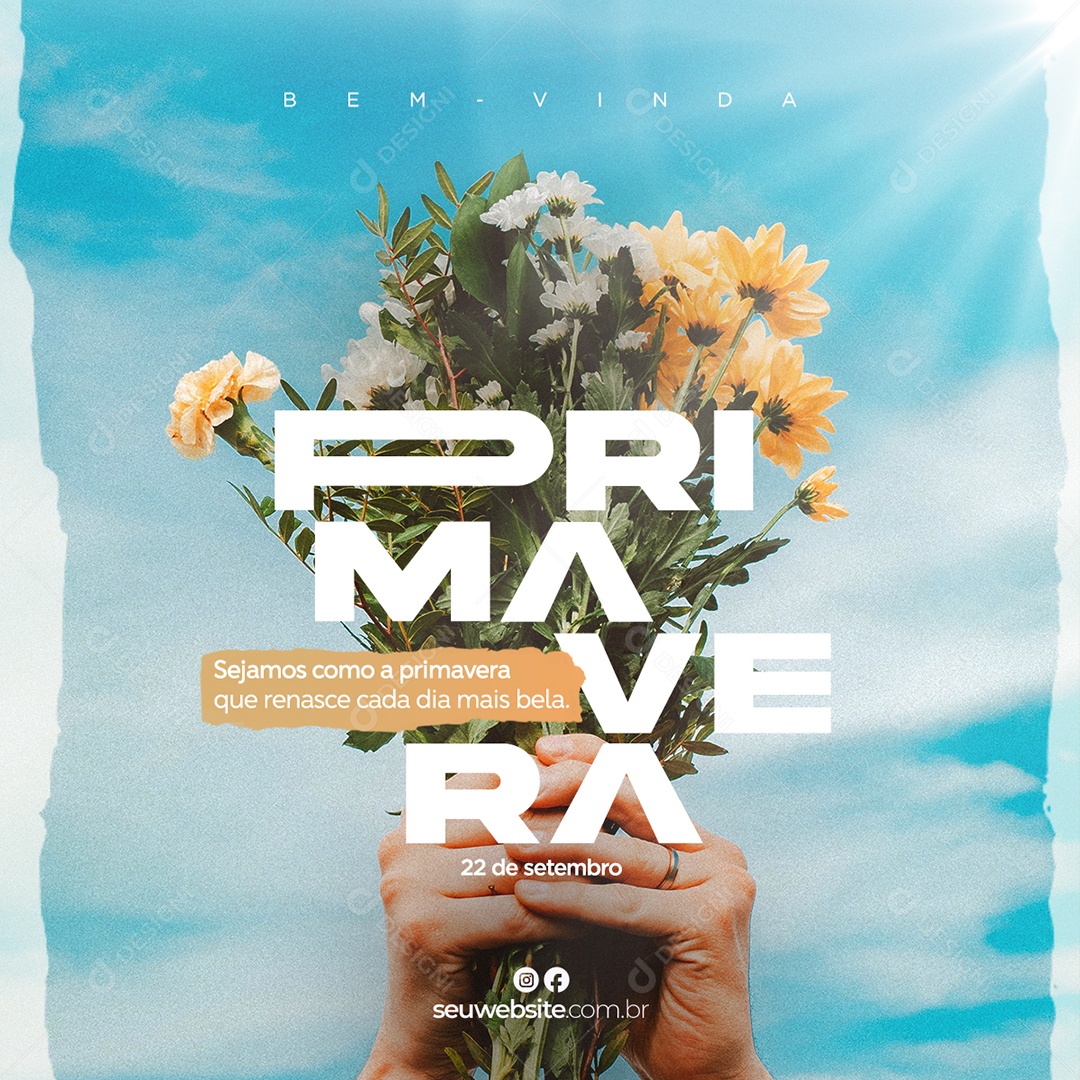 Bem Vinda Primavera Dia 22 De Setembro Social Media PSD Editável